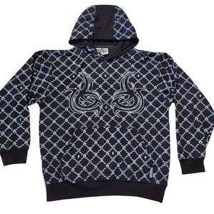 2000s Silver Point Graphic All Over Print Hoodie Boys Sz L